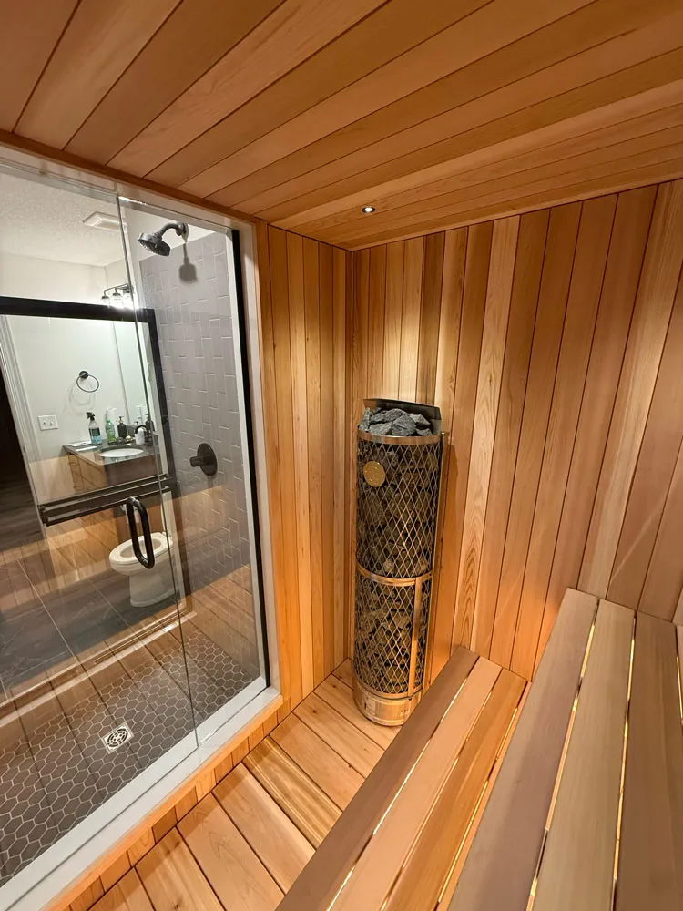 Custom indoor sauna detail